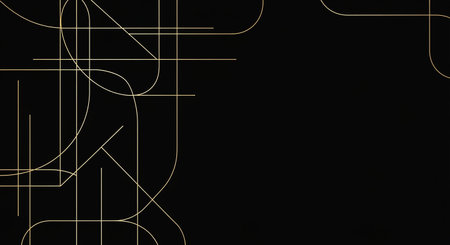 Luxury black background with golden lines. Minimalistic design.の素材