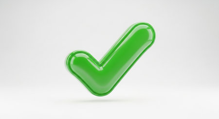 Green Tick 3d render on white background. Best choice symbol.の素材