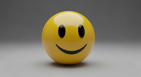 Smiley icon in front of a grey background. 3d renderingの素材