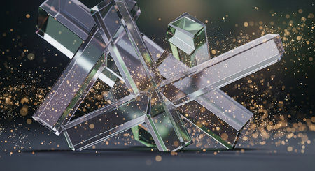 Abstract three-dimensional polygonal object. 3D rendering.の素材