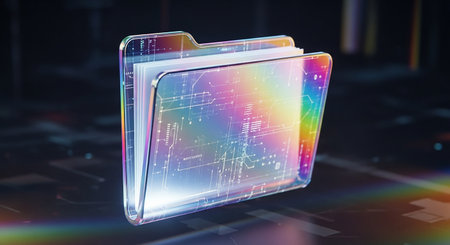 Futuristic folder with binary code. 3d rendering toned imageの素材