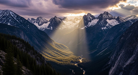 Sunset over the Canadian Rockies, Banff National Park, Alberta, Canadaの素材