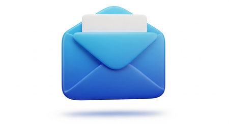 Blue Envelope on a white background. 3d Renderingの素材