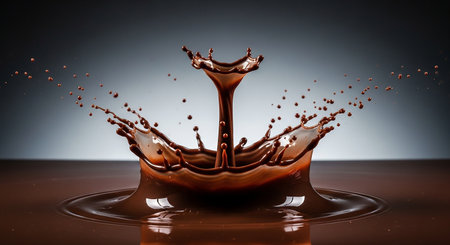 chocolate splash close up isolated on black background. 3d renderingの素材