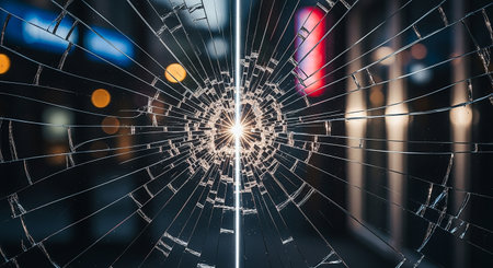 Broken glass on a city street at night. 3d renderingの素材