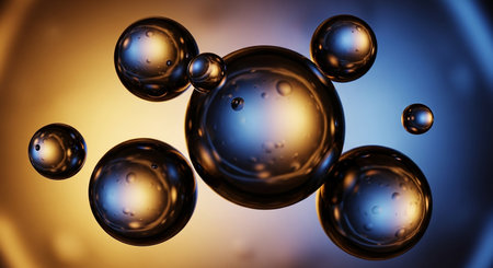 3d illustration of abstract background with air bubbles in water, macroの素材