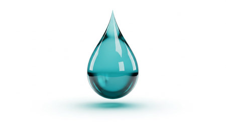 Blue water drop isolated on white background. 3d render illustration.の素材