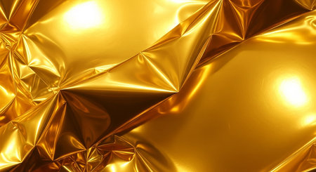 golden metallic background with some smooth folds and sparkles in itの素材