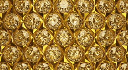 golden diamond on a gold background. 3d rendering - illustrationの素材