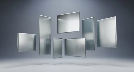 3d rendering of empty frames on a gray background. Mock upの素材