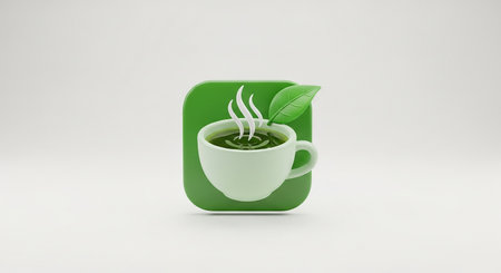 Coffee Cup Icon in White Background, 3D Renderingの素材