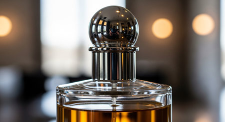 Perfume bottle on the background of the interior of the bar.の素材