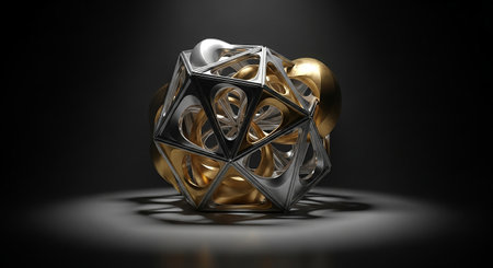 3d illustration of abstract geometric composition,digital artwork for creative graphic design.の素材