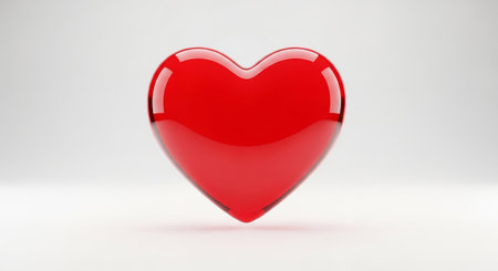 Red heart on white background. 3D rendering. Computer digital drawing.の素材