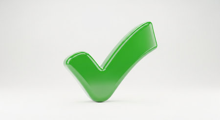 Green Check Mark Icon Isolated on White Background. 3d Renderingの素材