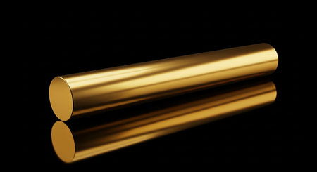golden tube on a black background, 3d render, square imageの素材