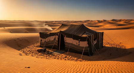 Tourist tent in the Sahara desert at sunset, Morocco, Africaの素材