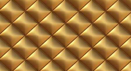 Seamless pattern of golden squares. 3d rendering, 3d illustration.の素材