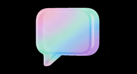 Colorful speech bubble isolated on black background, clipping path included.の素材
