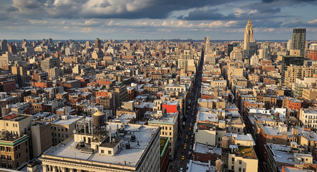 Aerial view of Manhattan in New York City during the day.の素材