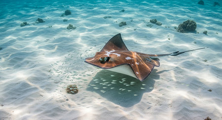Stingray in the shallow water of the Indian Ocean, Maldivesの素材