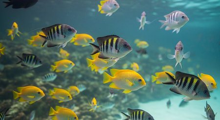 Tropical fish swimming in the ocean. Underwater world.の素材
