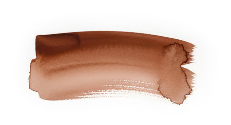 Brown watercolor stroke on white background. Ink spot. Vector illustration.の素材