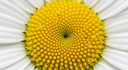 Macro view of the center of a chamomile flowerの素材
