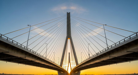 Cable-stayed bridge in Rotterdam, Netherlands.の素材