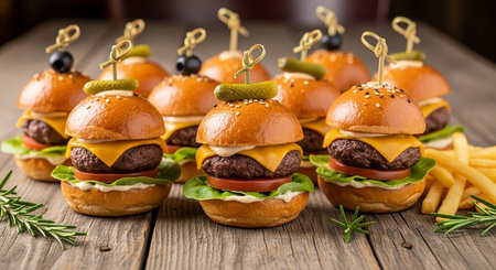 Cheese burger - American cheese burger with fresh salad and picklesの素材