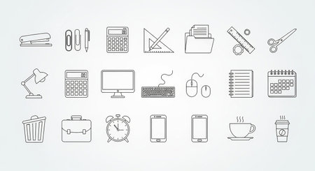 Office and business icons set. Collection of office and business icons.の素材