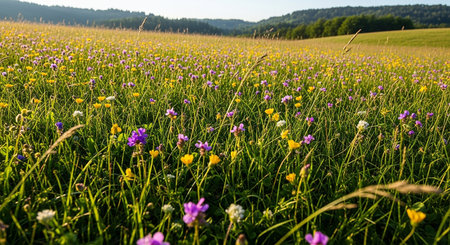 Meadow with wildflowers in the Carpathian Mountainsの素材