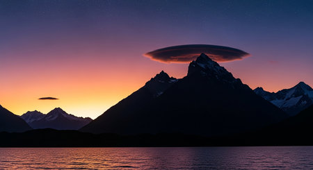 Fantastic sunset over Mount Cook, South Island, New Zealandの素材