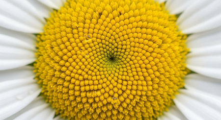 Macro shot of a chamomile flower with pollen.の素材