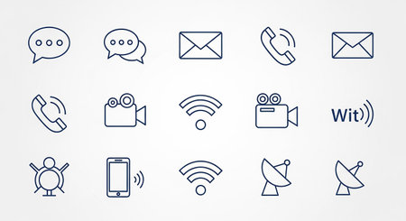 Wireless communication icons set. Vector illustration. Outline style.の素材