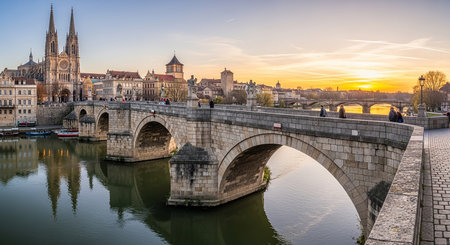 Panoramic view of the famous Charles Bridge in Prague, Czech Republicの素材