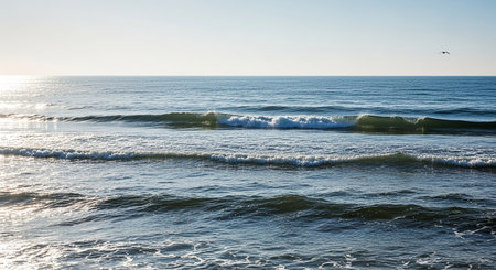 Beautiful waves on the beach in the morning light. Nature composition.の素材