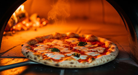 Pizza in the oven. Cooking pizza in the oven. Restaurantの素材