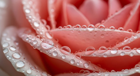 close up of pink rose petals with water drops on petalsの素材