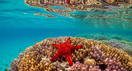 Starfish on a coral reef in the Red Sea, Egypt.の素材