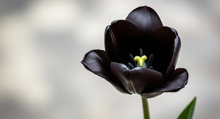 Black tulip on a blurred background. Shallow depth of field.の素材