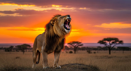 Lion in Maasai Mara National Park, Kenya, Africaの素材