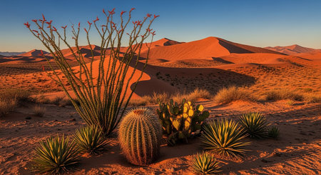 Cactuses in the Namib desert, Sossusvlei, Namibiaの素材