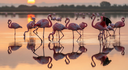 Water surface with sun reflection. Abstract nature background. Copy space.の素材