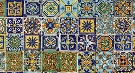 Detail of a typical portuguese tiles in Lisbon, Portugalの素材