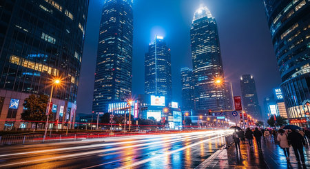 Shanghai Lujiazui Finance and Trade Zone of the modern city nightの素材