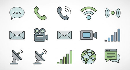 Set of communication icons in linear style. Vector illustration for web design.の素材