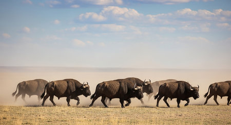 Wildebeest - Gnu gnu - in the savannahの素材