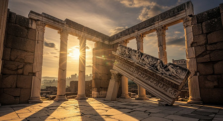 Ruins of the ancient city of Chersonesos, Sevastopol, Crimeaの素材