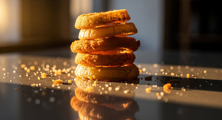 Macaroons on a black table, shallow depth of field.の素材
